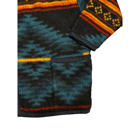 Vintage 80s Yumaland Women’s Aztec Fleece with Shoulder Pads Belt Sz L​​​​ - Picture 3 of 7